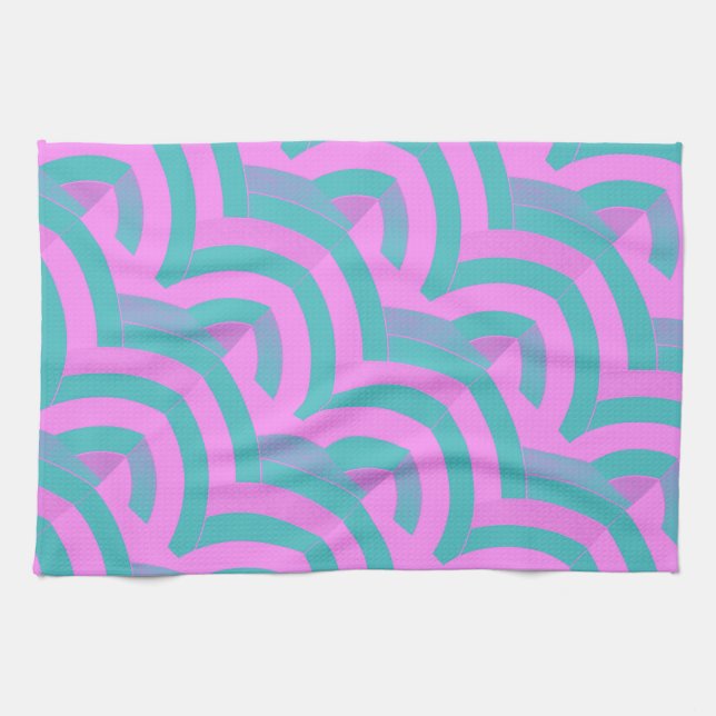 Linge De Cuisine chevrons modernes chics rose/vert (Horizontal)