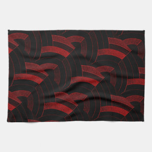 Linge De Cuisine chevrons noirs/rouges chics modernes