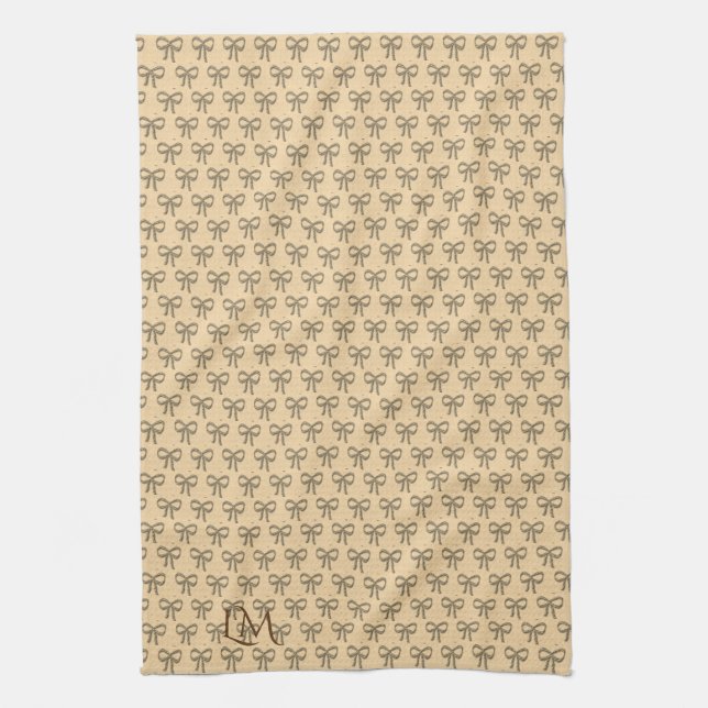 Linge De Cuisine Chic Bow Motif crème Beige (Vertical)