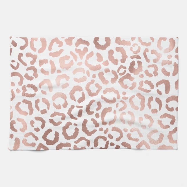Linge De Cuisine Chic Rose Gold Leopard Cheetah Poster de animal (Horizontal)