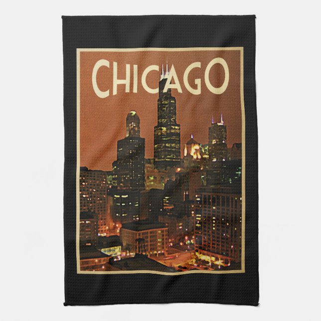 Linge De Cuisine Chicago La Nuit (Vertical)