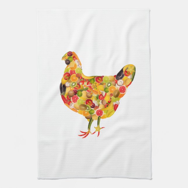Linge De Cuisine Chicken of fruits, végétables. Add your own text ! (Vertical)