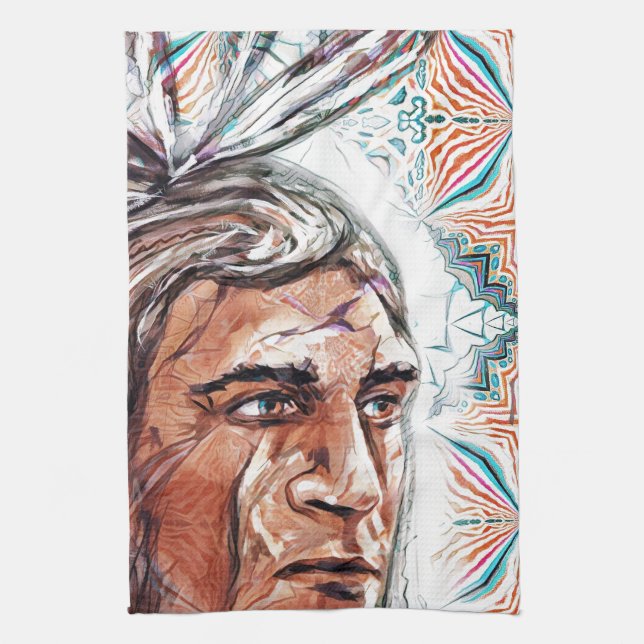 Linge De Cuisine Chieftan ancien et motif fractal (Vertical)