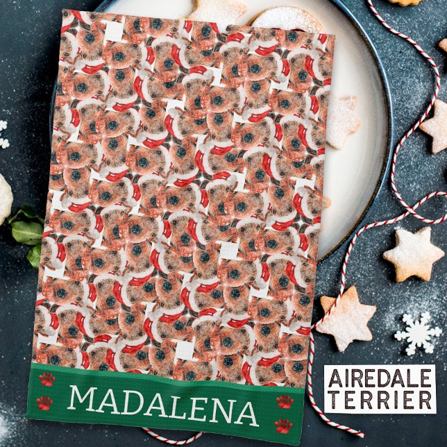 Linge De Cuisine Chien Airedale Terrrier Noël (Créateur téléchargé)