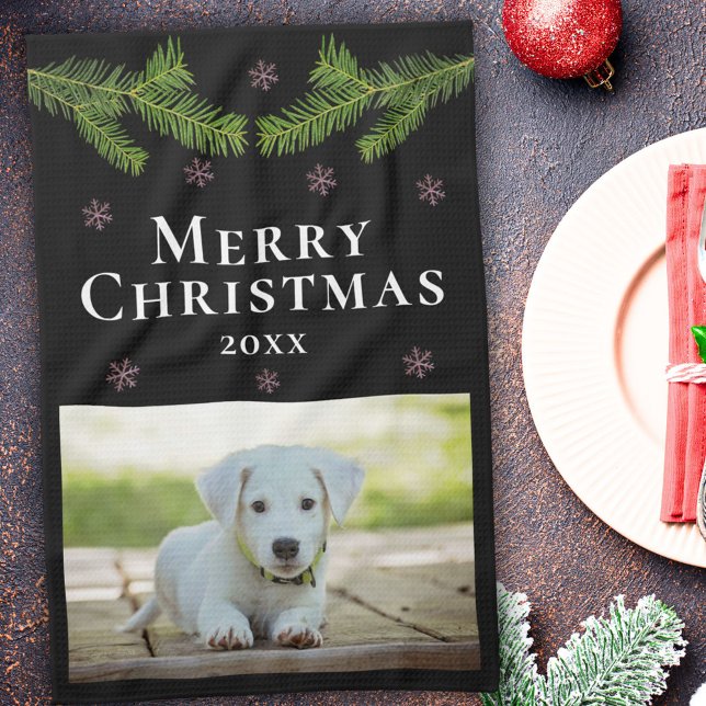 Linge De Cuisine Chien Animaux de compagnie Photo Pine Snowflakes J (Créateur téléchargé)