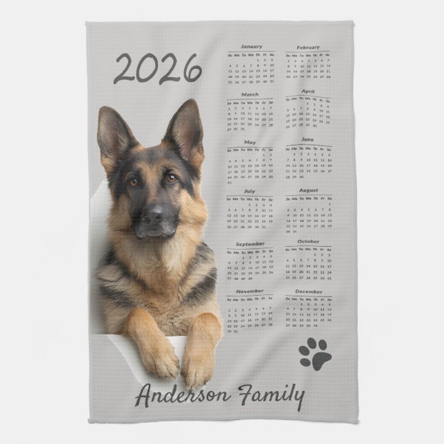 Linge De Cuisine Chien berger allemand Calendrier GSD 2026 (Vertical)