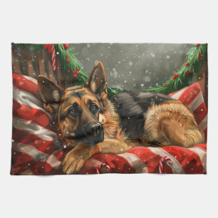 Linge De Cuisine Chien Berger Allemand Noël Fêtard