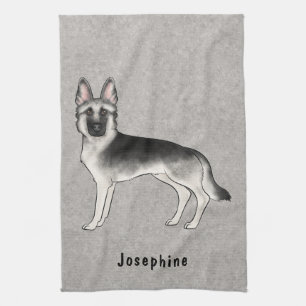 Linge De Cuisine Chien Berger Allemand Silver Sable Et Nom Personna