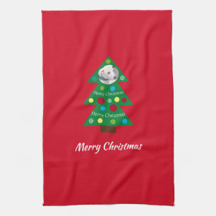 Linge De Cuisine Chien blanc mignon Coloré Arbre de Noël Rouge