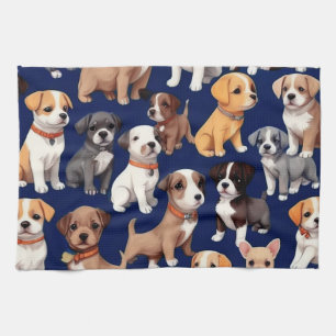 Linge De Cuisine Chien Chien Chien bleu de la marine Design Motif