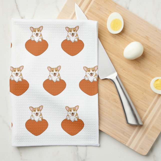 Linge De Cuisine Chien chiot de Corgi mignon (Quart Plié)