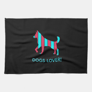 Linge De Cuisine Chien - Cute Pet Pop Art, Bleu & Rouge Animal Abst