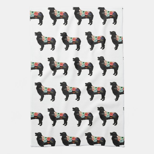 Linge De Cuisine Chien de Berger Aussie race Selle Florale Bohémien (Vertical)