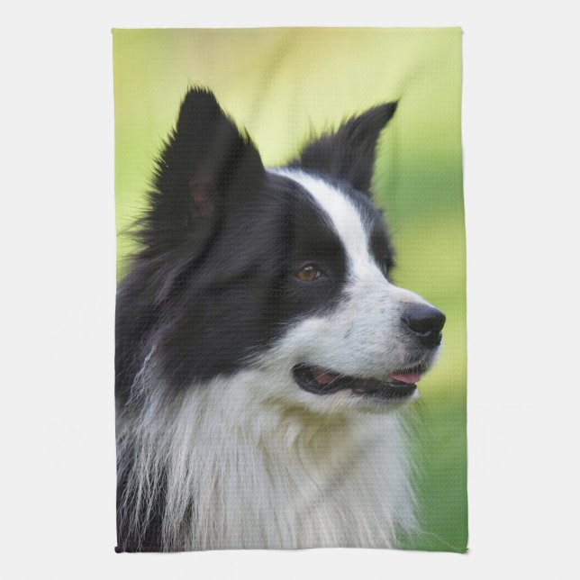 Linge De Cuisine Chien de berger border collie noir et blanc (Vertical)
