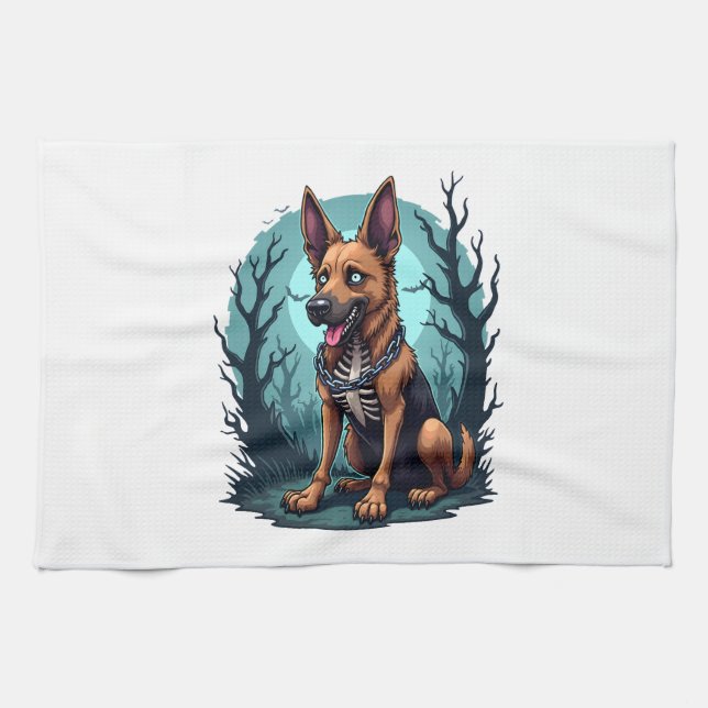 Linge De Cuisine Chien de berger squelette (Horizontal)