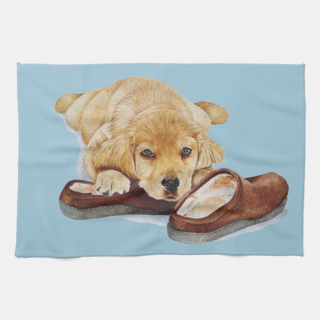 Linge De Cuisine chien de chiot mignon golden retriever (Horizontal)