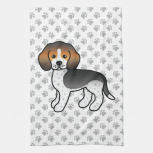 Linge De Cuisine Chien de dessin animé mignon Beagle à tiques bleue