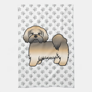 Linge De Cuisine Chien de dessin animé mignon Lhasa Apso Sable Doré