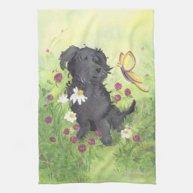 Linge De Cuisine Chien de griffonnage de Labradoodle/serviette de (Vertical)