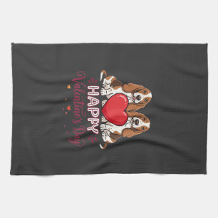 Linge De Cuisine Chien de la Saint-Valentin Basset Hound Floral