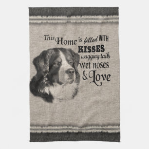 Linge De Cuisine Chien de montagne Bernese vintage portrait, mignon