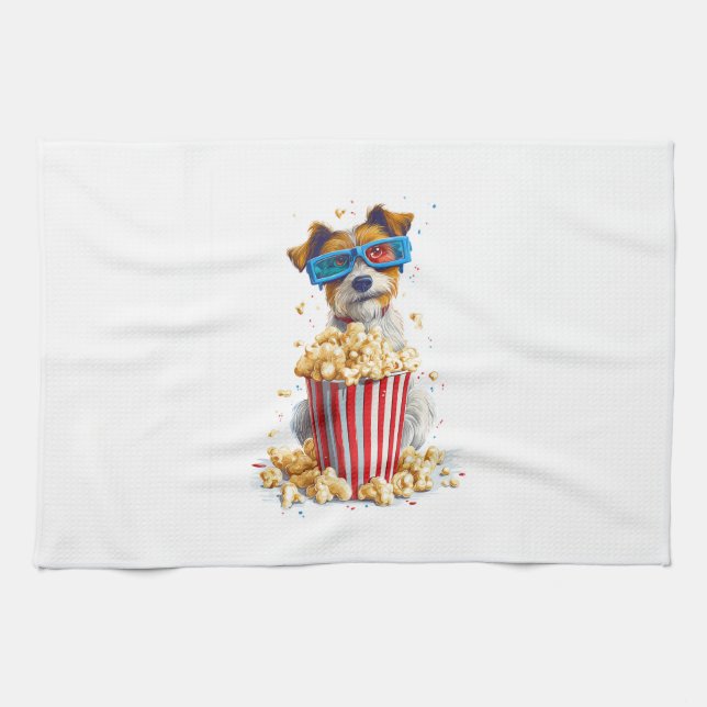 Linge De Cuisine Chien de soirée cinéma Popcorn Pup (Horizontal)