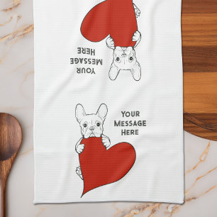 Linge De Cuisine Chien de taureau français mignon personnalisé avec