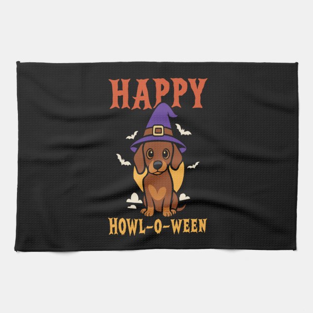 Linge De Cuisine Chien d'Halloween Dachshund (Horizontal)