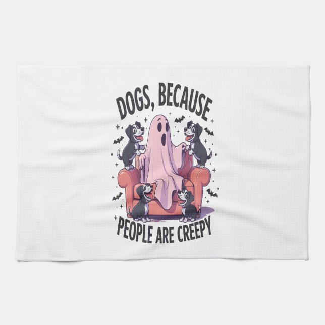 Linge De Cuisine Chien d'Halloween effrayant Fantôme effrayant (2) (Horizontal)