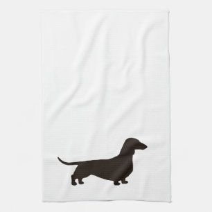 Linge De Cuisine Chien Doxie Dachsie de saucisse de silhouette de