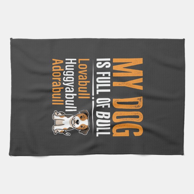 Linge De Cuisine Chien drôle plein de taureau design (Horizontal)