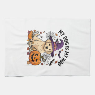 Linge De Cuisine Chien est Boo Halloween Sorcière Chiot Citrouille_