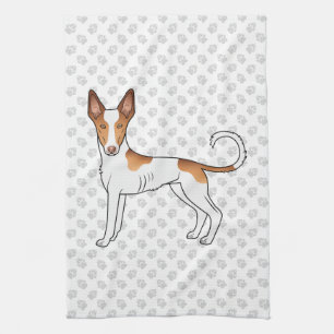Linge De Cuisine Chien Ibizan Hound à poil lisse blanc et rouge et