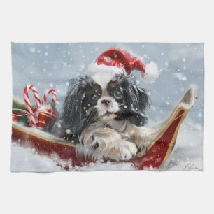 Linge De Cuisine Chien Japonais Chin Noël Festif