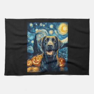 Linge De Cuisine Chien Labrador noir mignon Halloween Jack O Lanter