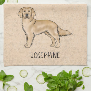Linge De Cuisine Chien mignon Retriever doré jaune avec nom personn