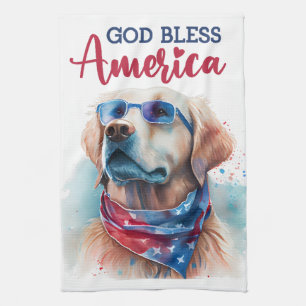 Linge De Cuisine Chien Patriotique-Golden Retriever