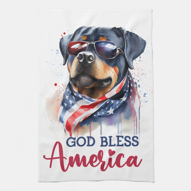Linge De Cuisine Chien Patriotique-Rottweiler (Vertical)
