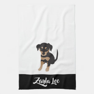Linge De Cuisine Chien personnalisable Chien Nom Noir Blanc Brown