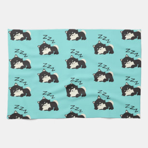 Linge De Cuisine Chien Pomeranian Endormi Amoureux des Animaux ZZZ