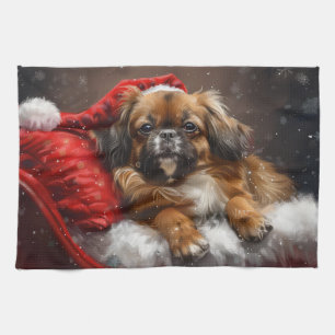 Linge De Cuisine Chien Spaniel Tibétain Noël Festif