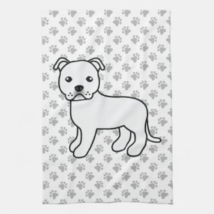 Linge De Cuisine Chien Staffordshire Bull Terrier Anglais Blanc