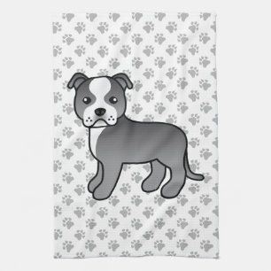 Linge De Cuisine Chien Staffordshire Bull Terrier bleu et blanc