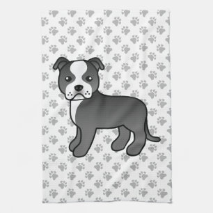 Linge De Cuisine Chien Staffordshire Bull Terrier noir et blanc