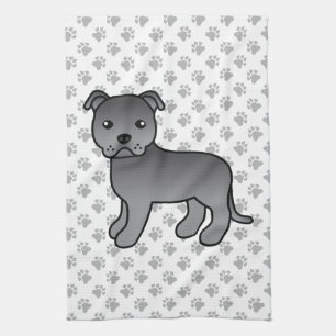 Linge De Cuisine Chien Terrier Bull Staffordshire Anglais Bleu