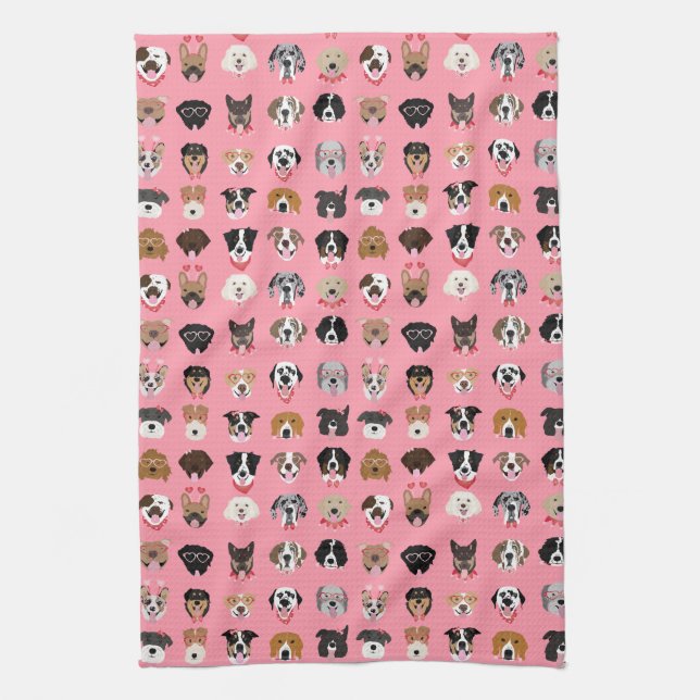 Linge De Cuisine Chien Valentine Face Motif (Vertical)