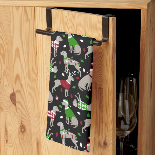 Linge De Cuisine Chien Weimaraner de Noël (Pliage en tiers)