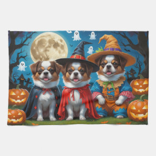 Linge De Cuisine Chiens Chin Japonais Citrouille Halloween drôle
