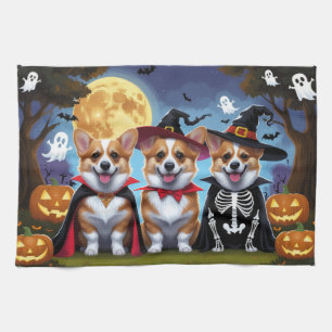 Linge De Cuisine Chiens de Corgi Citrouille Halloween Funny