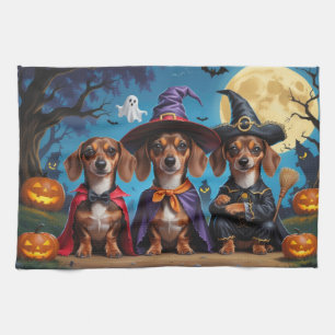 Linge De Cuisine Chiens de Dachshund Citrouille Halloween drôle
